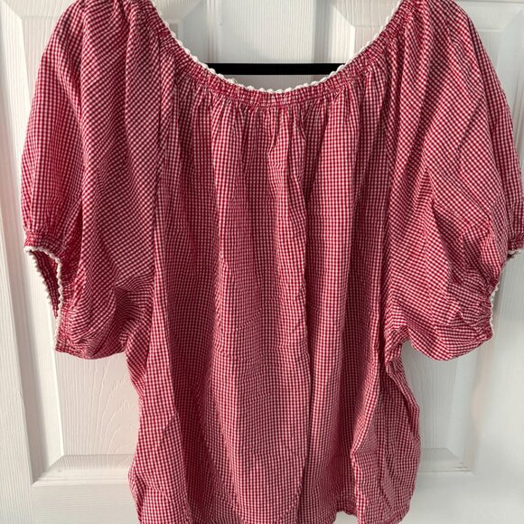 Doen Red Gingham Button Down Top - Picture 3 of 3